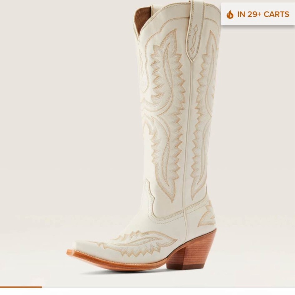 Ariat Cream Western Cowboy Boots with Tan Accents